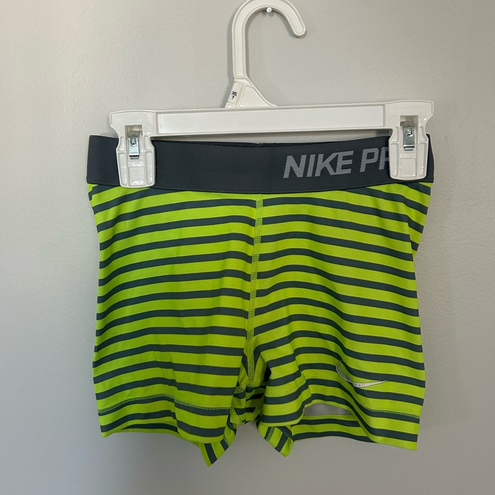 Yellow Striped Nike Pros Womens